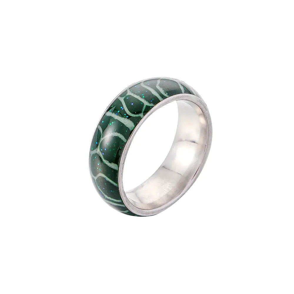 Glow Stainless Steel Ring with Irregular Zebra Pattern