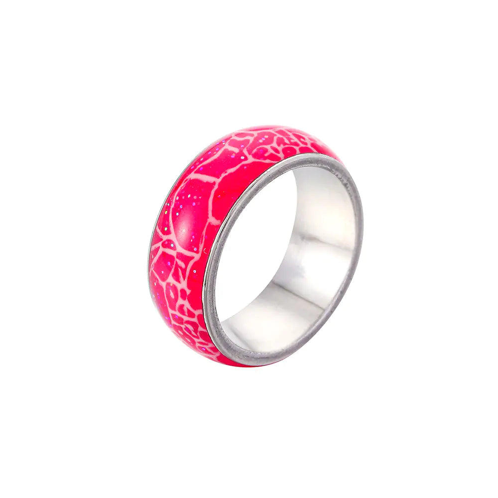Colorful Pattern Glow Stainless Steel Ring