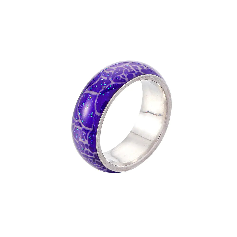 Colorful Pattern Glow Stainless Steel Ring