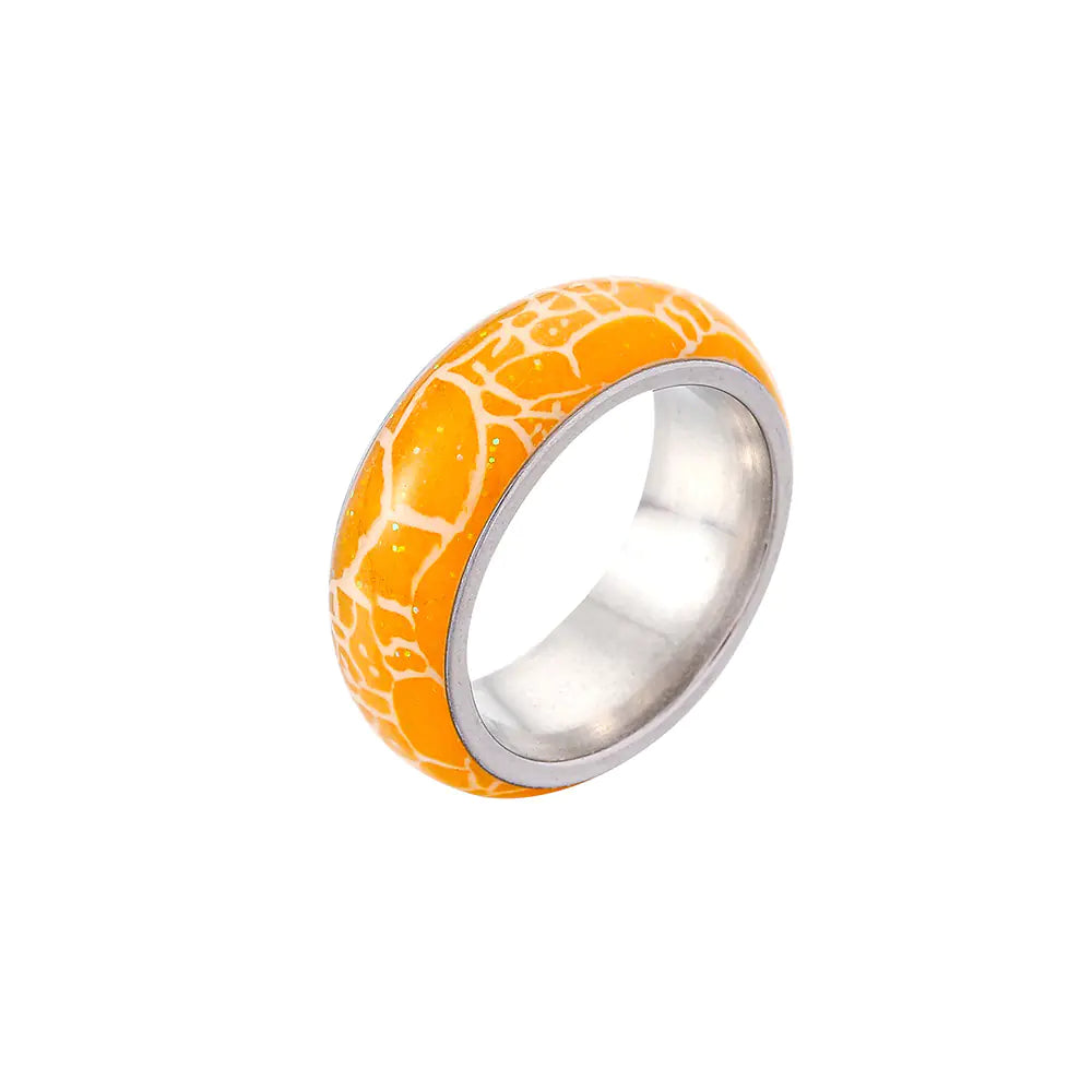 Colorful Pattern Glow Stainless Steel Ring