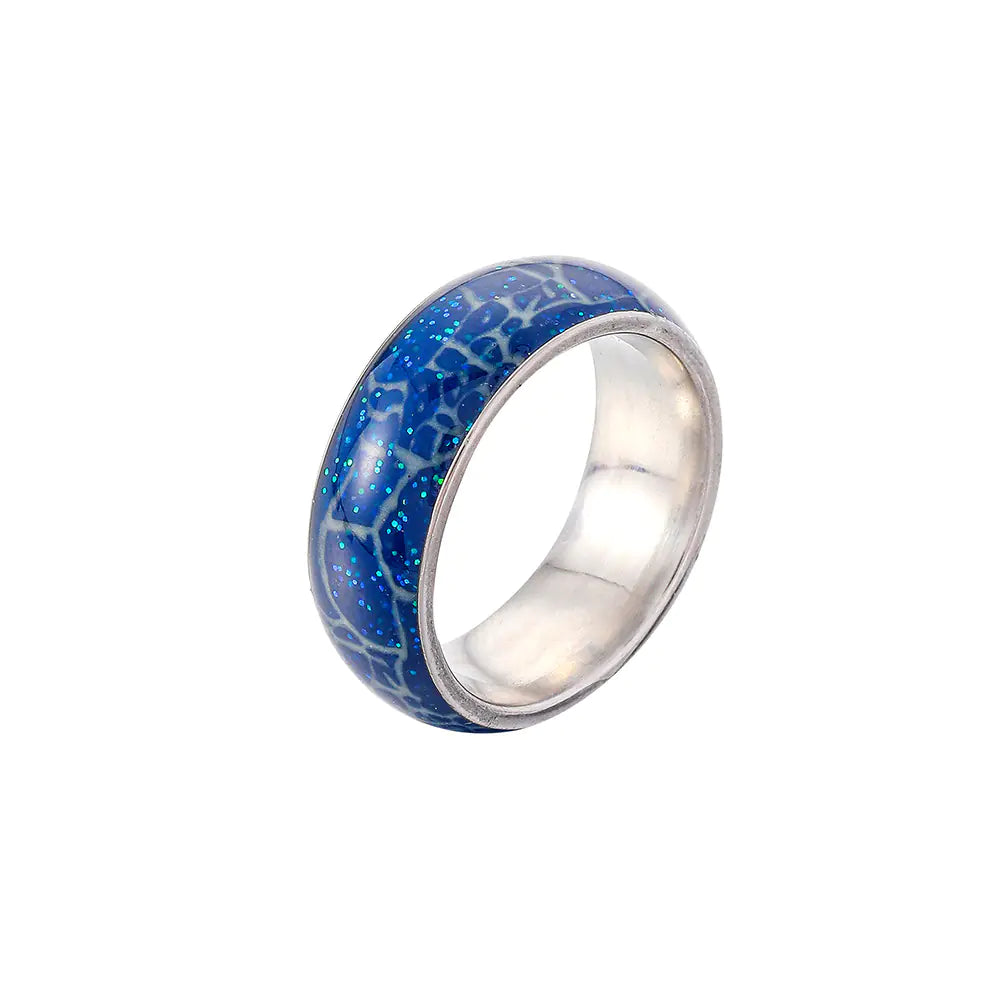 Colorful Pattern Glow Stainless Steel Ring