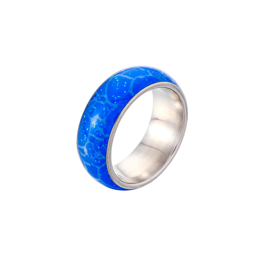 Colorful Pattern Glow Stainless Steel Ring